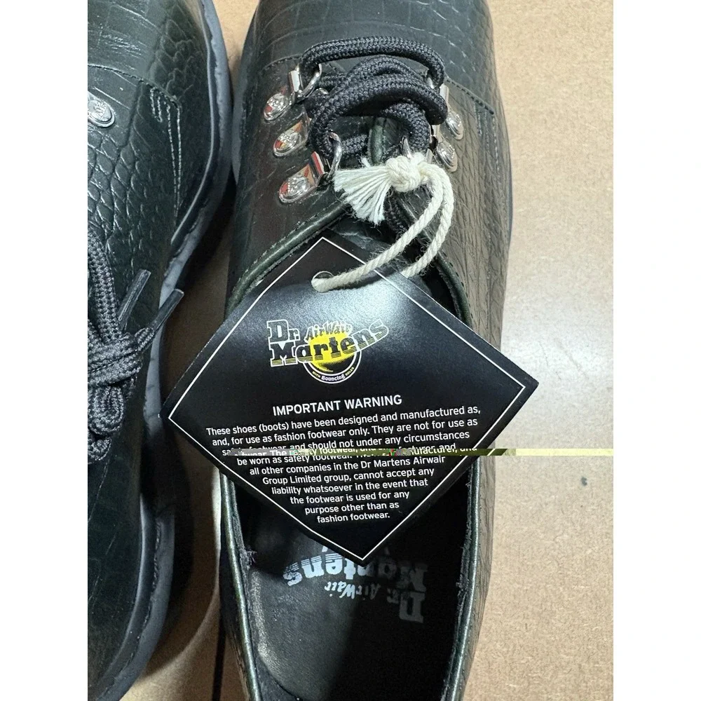 Dr Martens 1461 Bex Steel Toe Croc Embossed Leather Shoes Forest Green Size 10